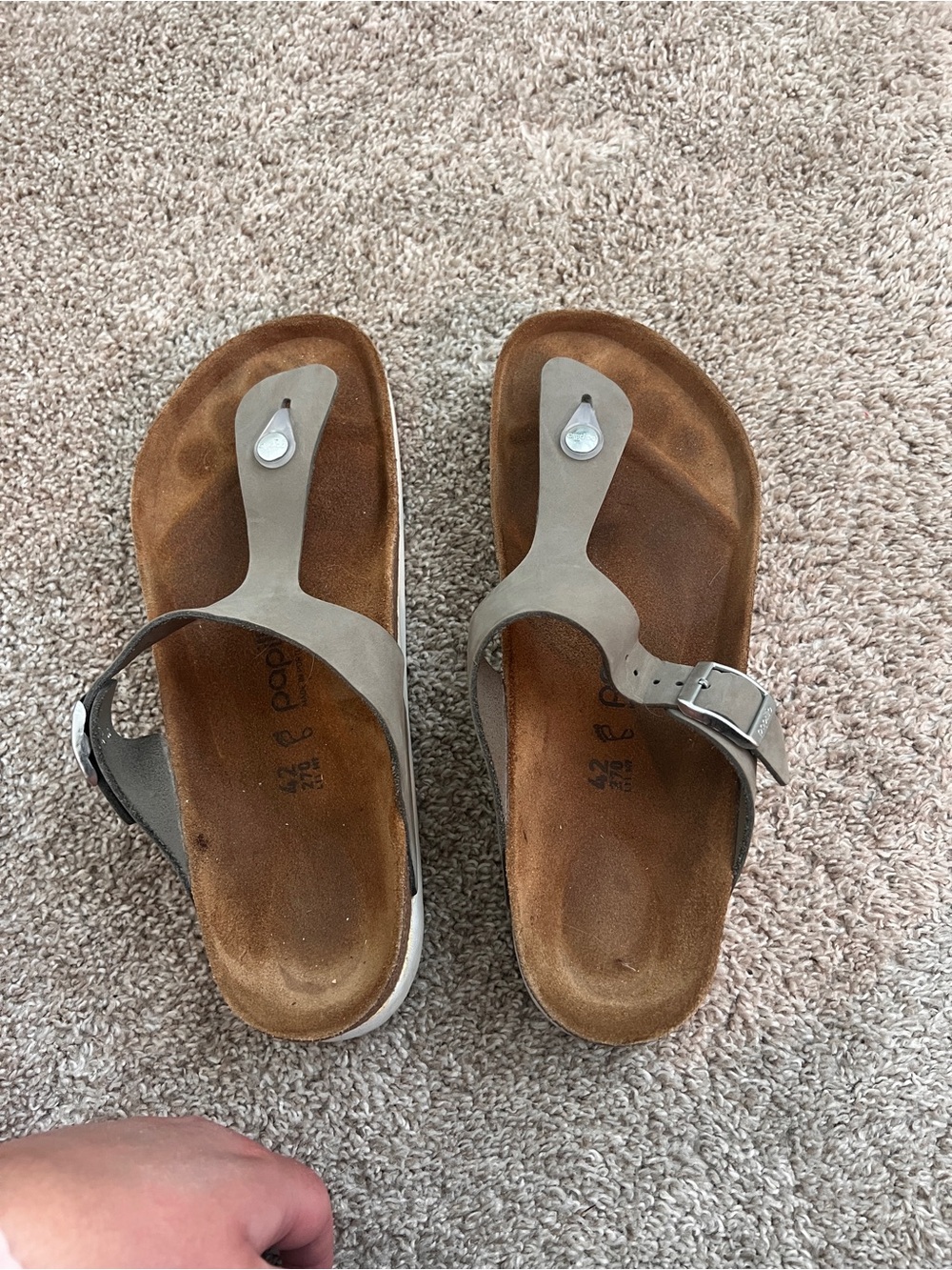 Birkenstock Papillio Platform Gizeh Sandals Taupe Size 42